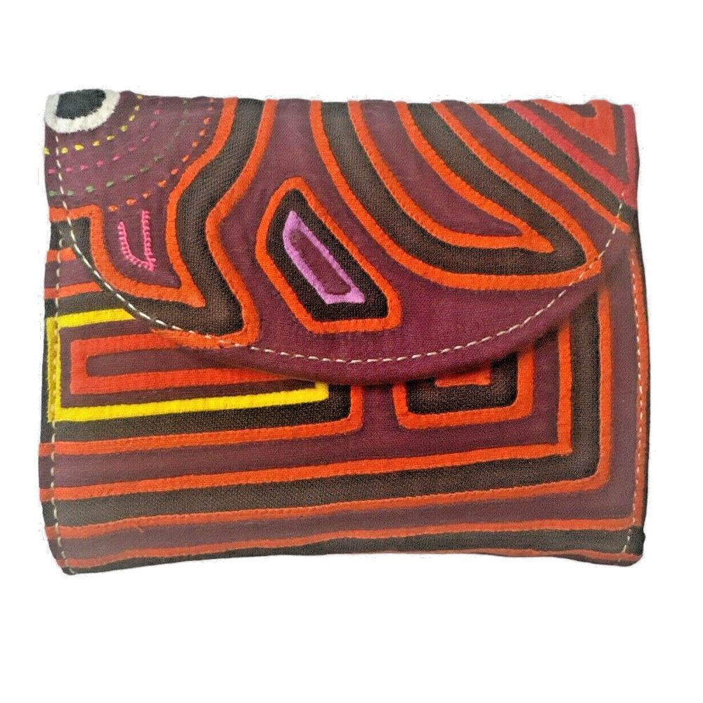 Arte Kuna Colombia Unique & Artisan Handmade 100% Leather Small Round MolaWallet